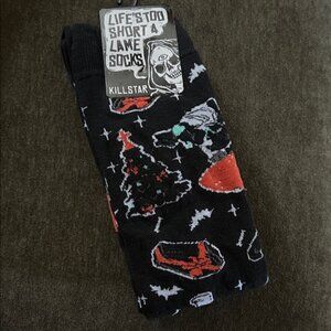 NEW Killstar Black Socks with Red and White goth holiday Christmas Graphics
